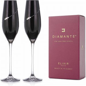 Черни чаши за шампанско Diamante 601002