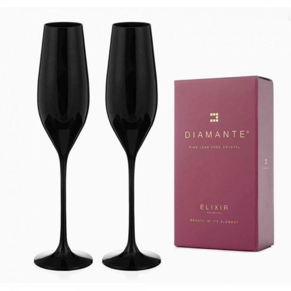 Черни чаши за шампанско Diamante 601007