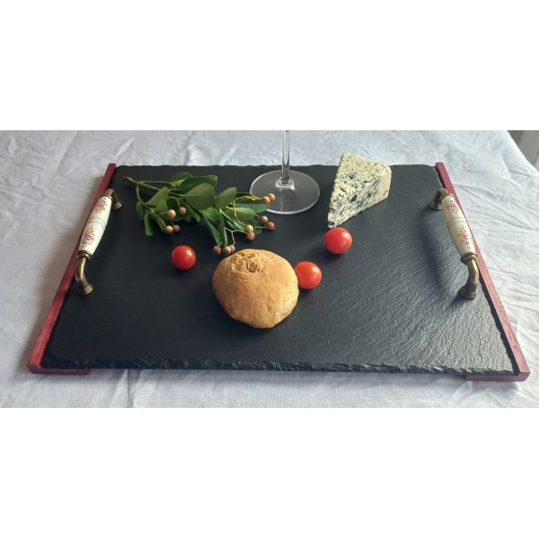 Дъска за сервиране с винтидж дръжки Рози 30 × 40 см