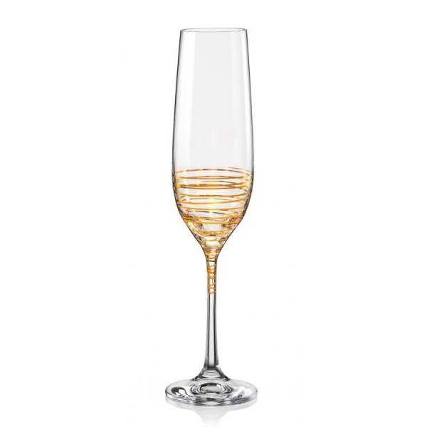 Чаши за шампанско Бохемия Viola Gold Spiral 190 мл