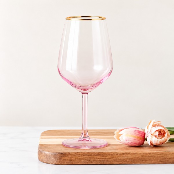 Чаши за вино Harmony Pink Gold Rim 490 мл