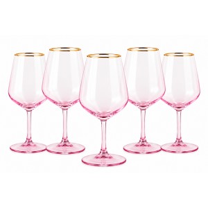 Чаши за вино Harmony Pink Gold Rim 490 мл