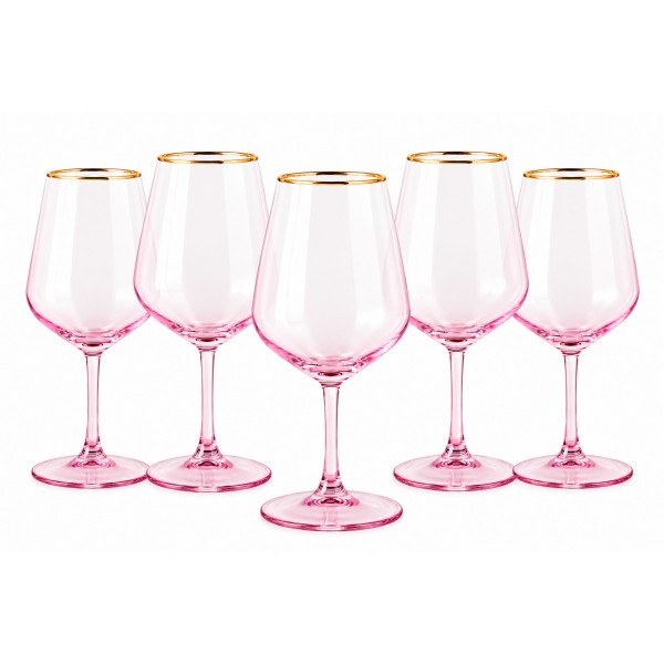 Чаши за вино Harmony Pink Gold Rim 490 мл