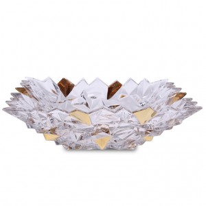 Красива Кристална Купа Glacier Gold, За Подарък, Bohemia, 28 sm